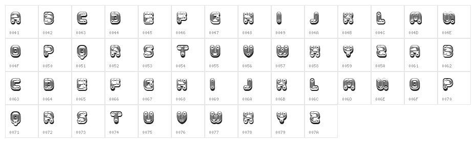 Tuyaux Light Elegant Regular Character Map