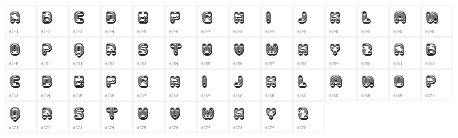 Tuyaux Rustique Regular Character Map