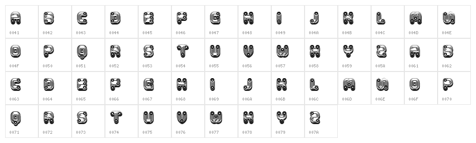Tuyaux Thin Regular Character Map
