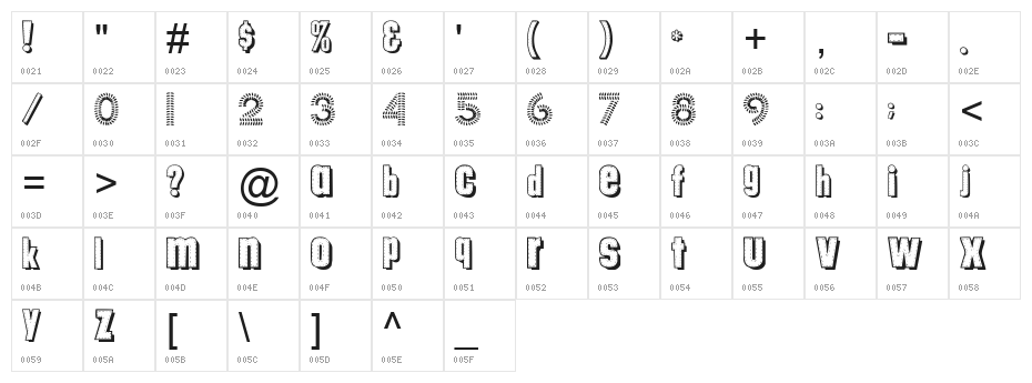 tungfont alpha 003 Character Map