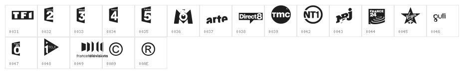 TV FRANCE Character Map