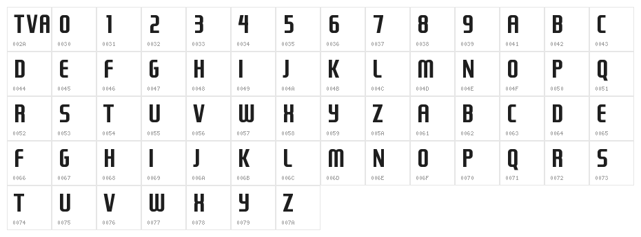 TVA 1990 Character Map
