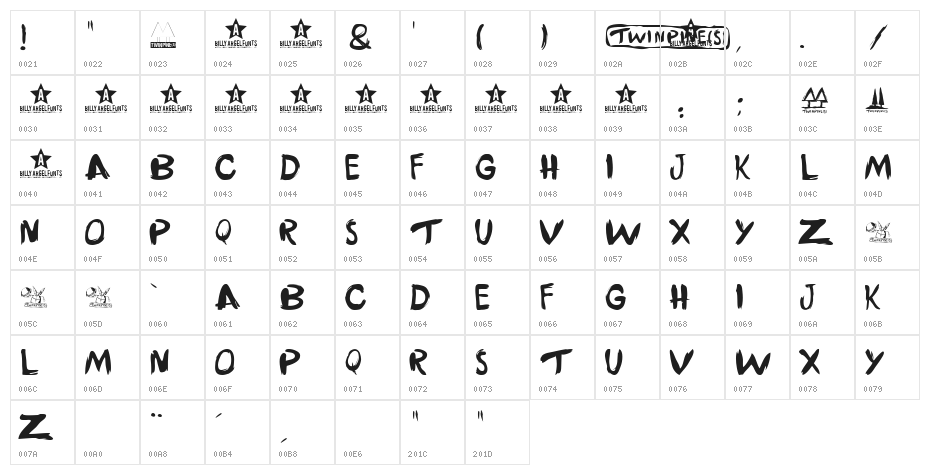 TWINPINES Character Map