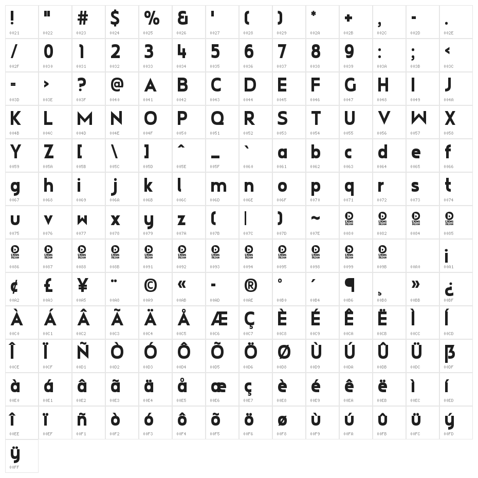 TWO Headline Character Map