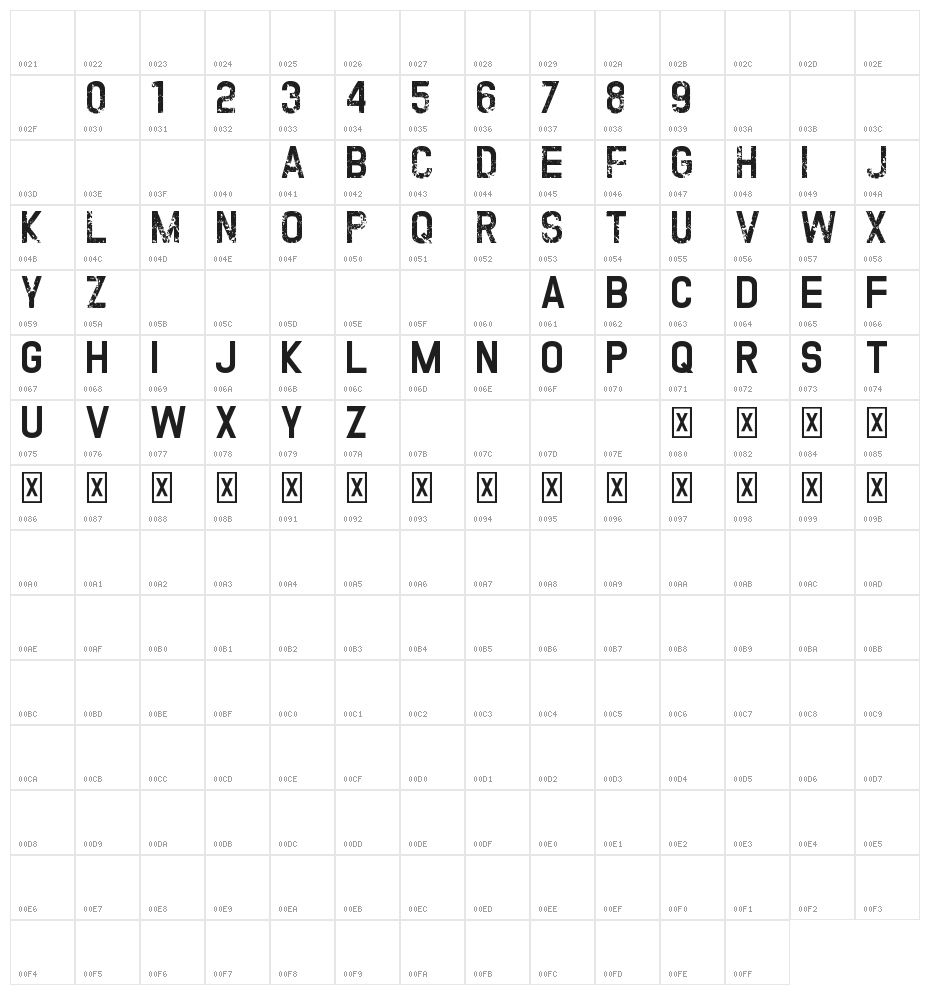 TWOFOLD uncomplete DeSigN Character Map