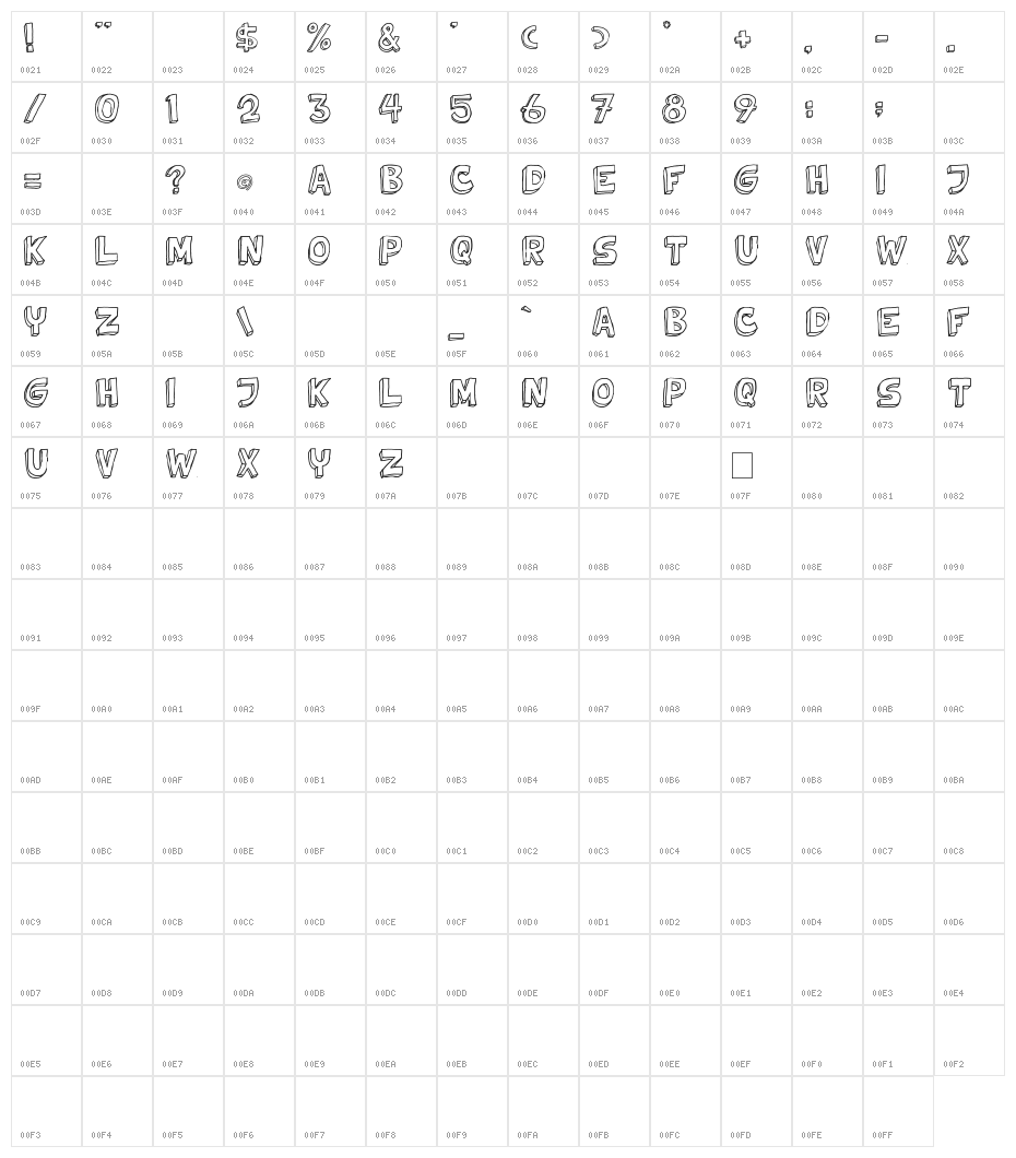 Tweedy Ver0201 Character Map
