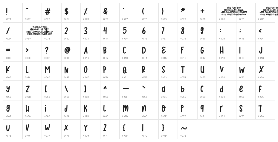 TwentiesFashion_PERSONALUSE Character Map