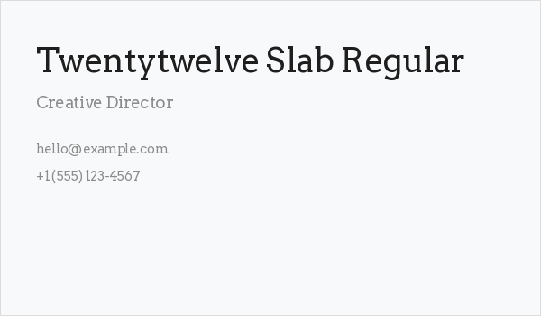 Twentytwelve Slab Regular Business Card
