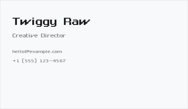 Twiggy Raw Business Card
