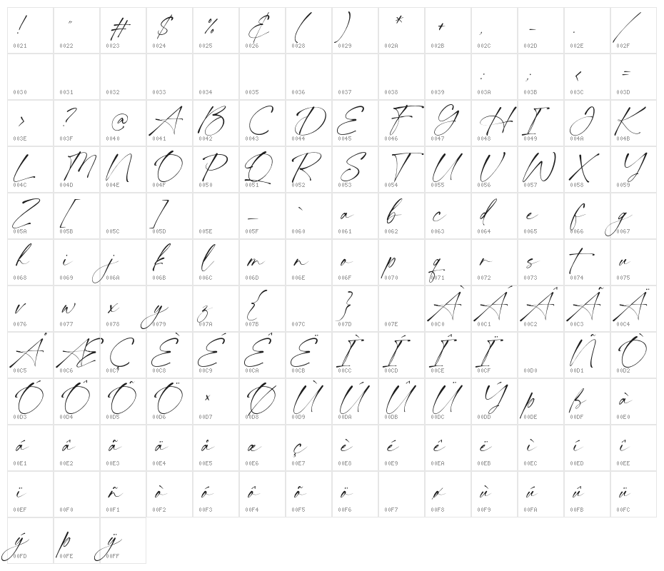 TwilightDarling-Regular Character Map