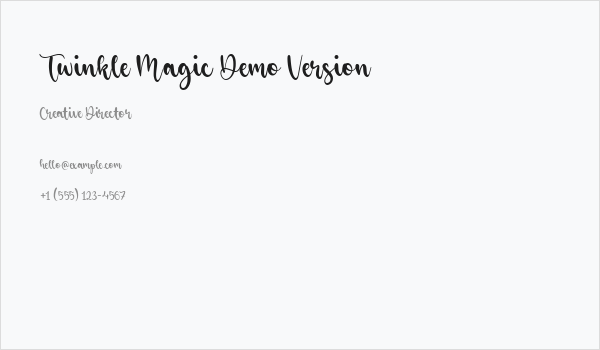 Twinkle Magic Demo Version Business Card