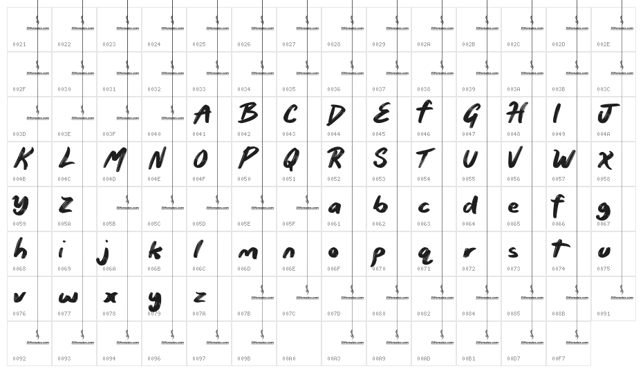 Twitchy Glitch Character Map