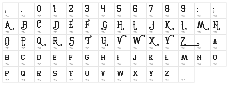 Two Peaks Curly Character Map