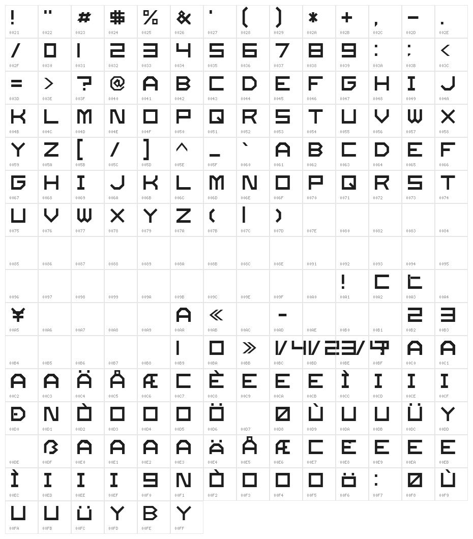 Twode.no Square Character Map