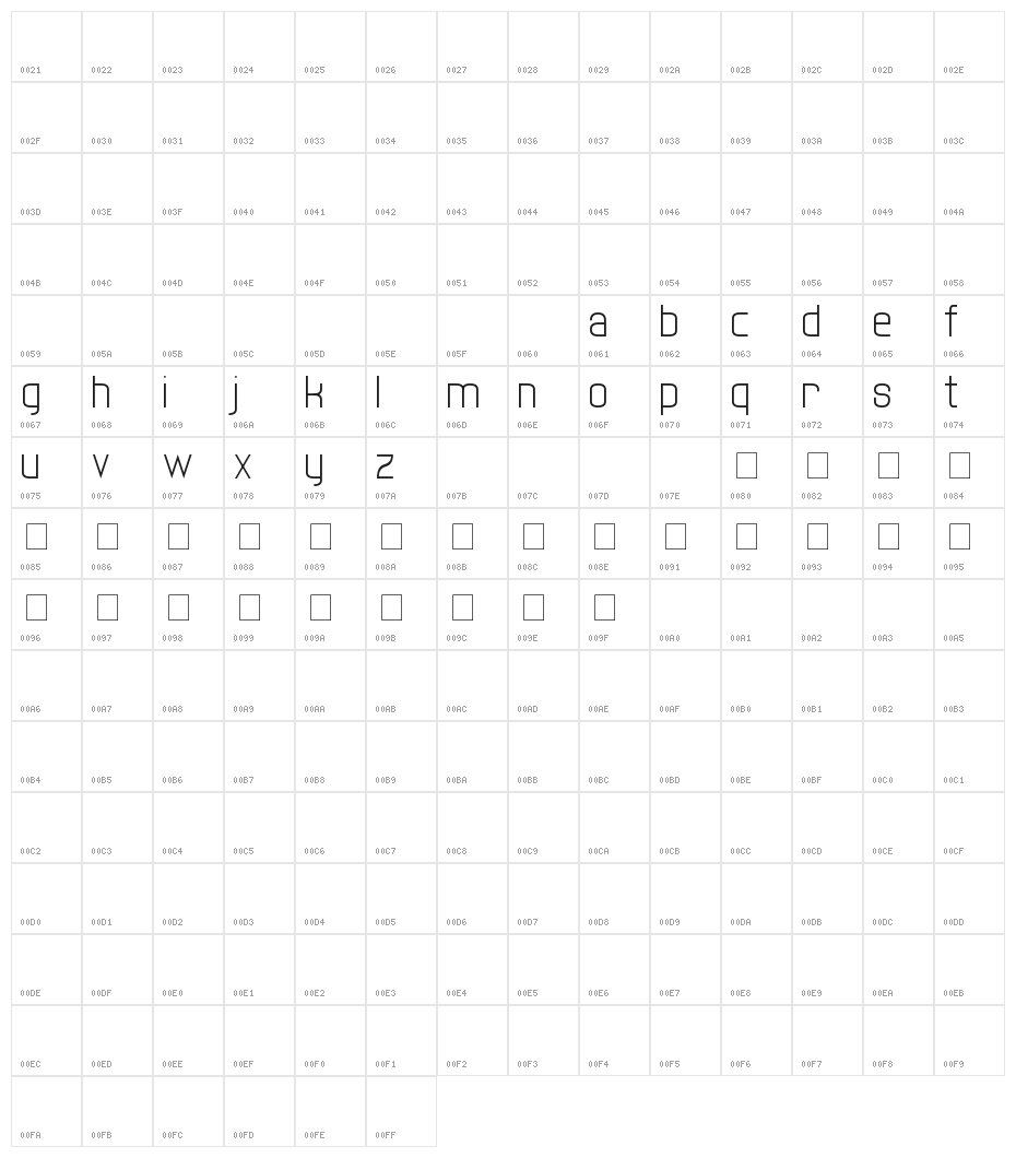 twenty-one Character Map