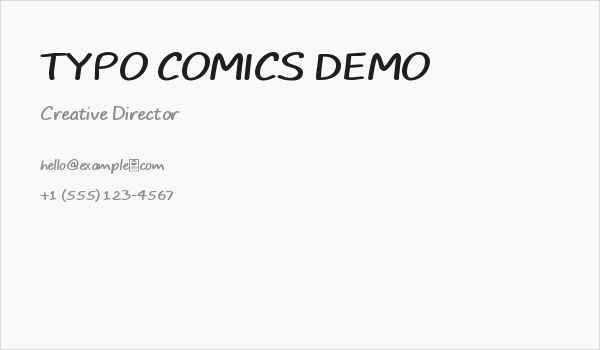 TYPO COMICS DEMO Business Card