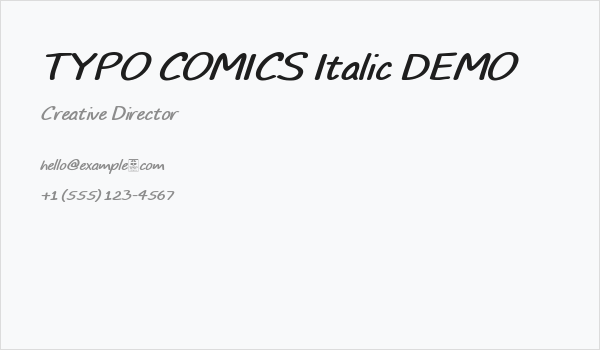 TYPO COMICS Italic DEMO Business Card