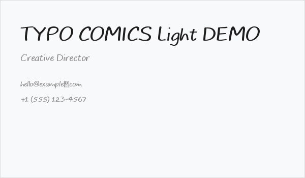 TYPO COMICS Light DEMO Business Card