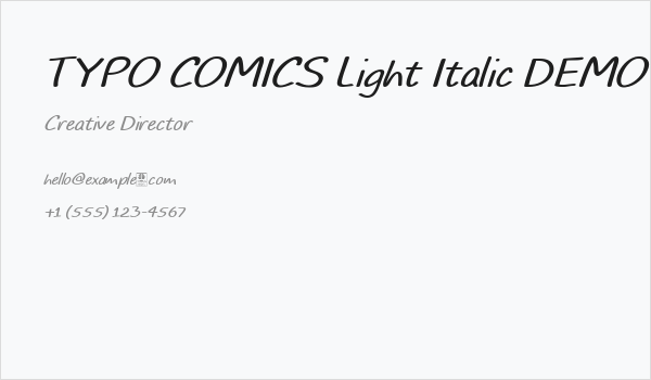 TYPO COMICS Light Italic DEMO Business Card