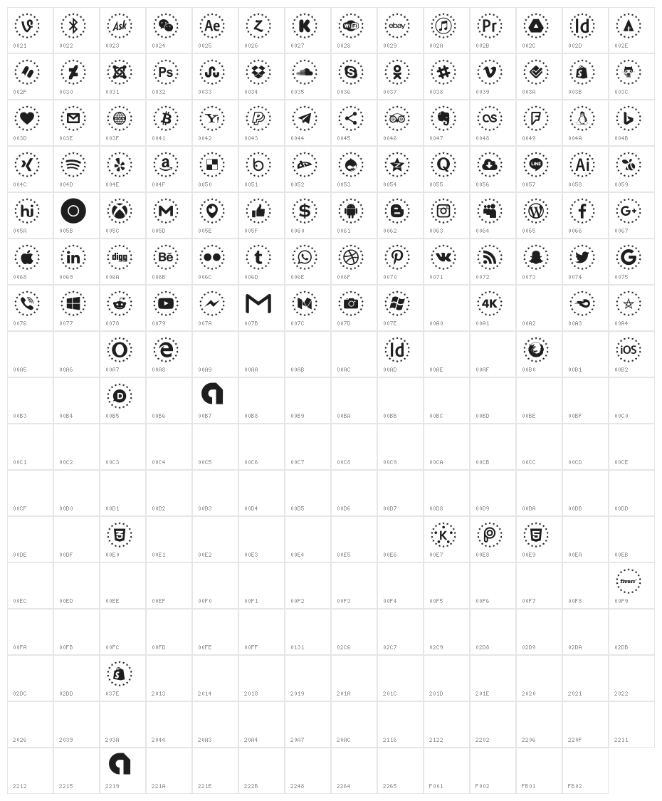 Type Icons Color Character Map
