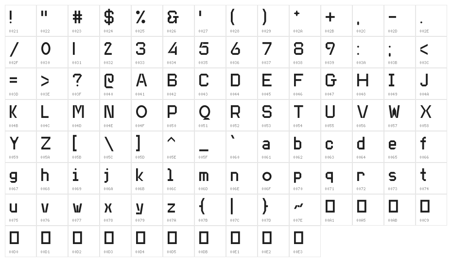 Type Light Sans Character Map