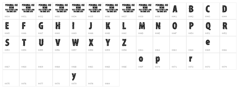 Type Xero Character Map