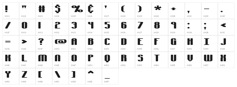 Typesource Extol S BRK Character Map