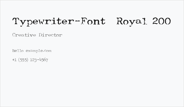 Typewriter-Font [Royal 200] Business Card