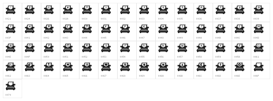 Typewriter Letter Character Map