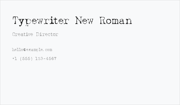 Typewriter New Roman Business Card