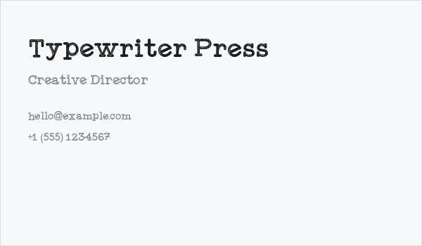 Typewriter Press Business Card
