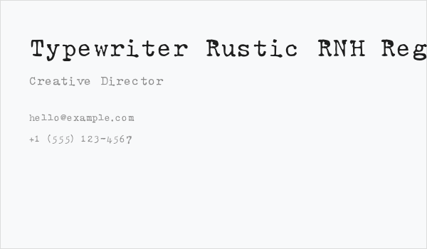 Typewriter Rustic RNH Regular Business Card