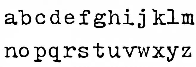 Typewriter Rustic RNH Regular Schriftart Kleinbuchstaben