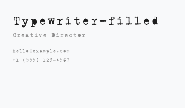 Typewriter-filled Business Card