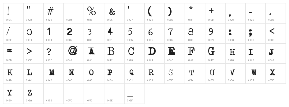 Typewriter from 286 Character Map