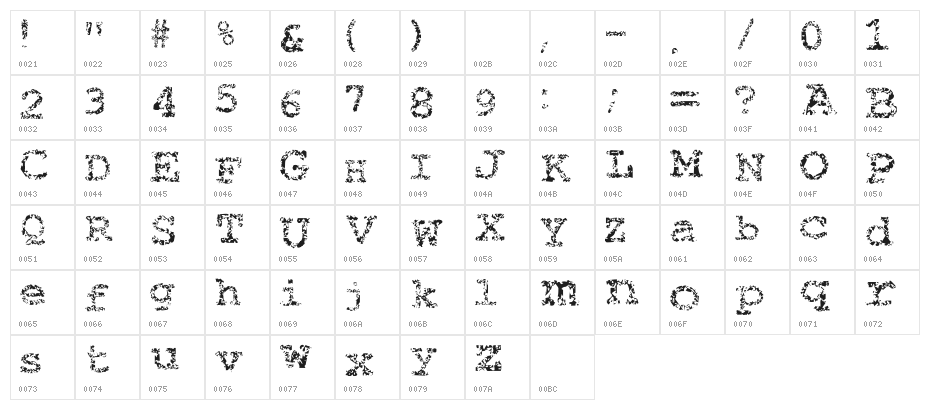 Typewriter from hell Character Map