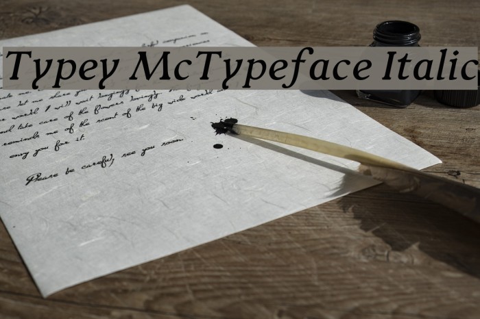Typey McTypeface Italic Font examples