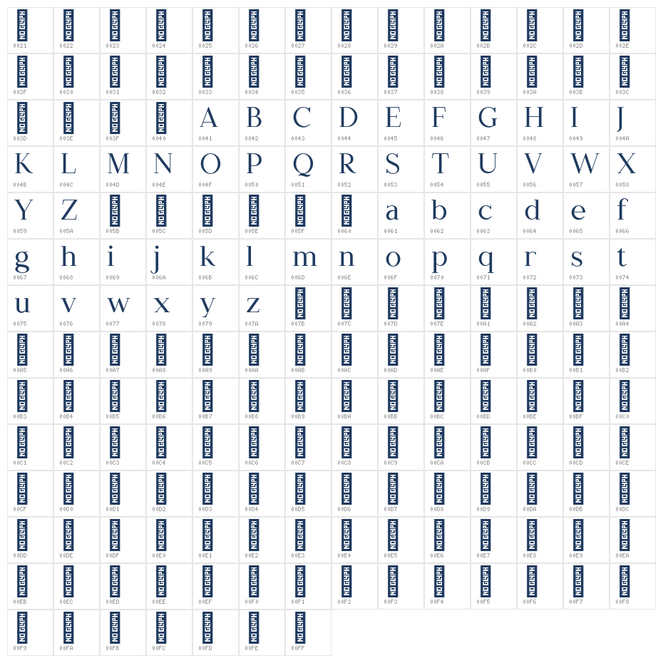 Typhera Regular Character Map