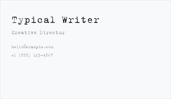 Typical Writer Business Card