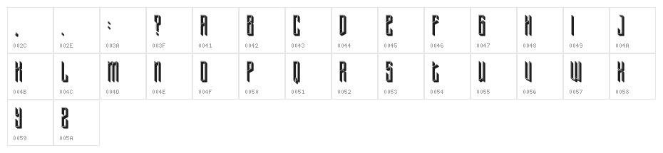 Typis-Shadow-Demo Character Map