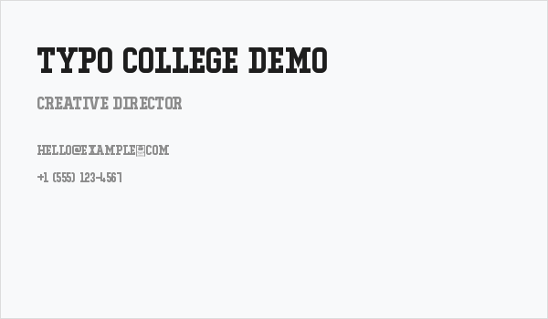 Typo College Demo Business Card