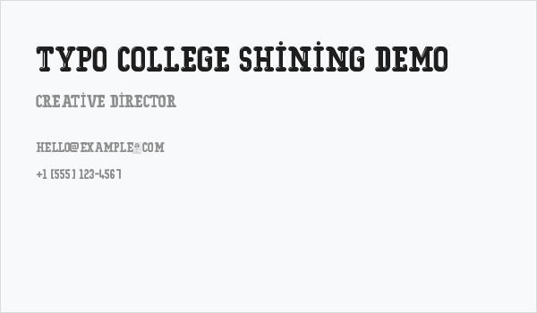 Typo College Shining Demo Business Card