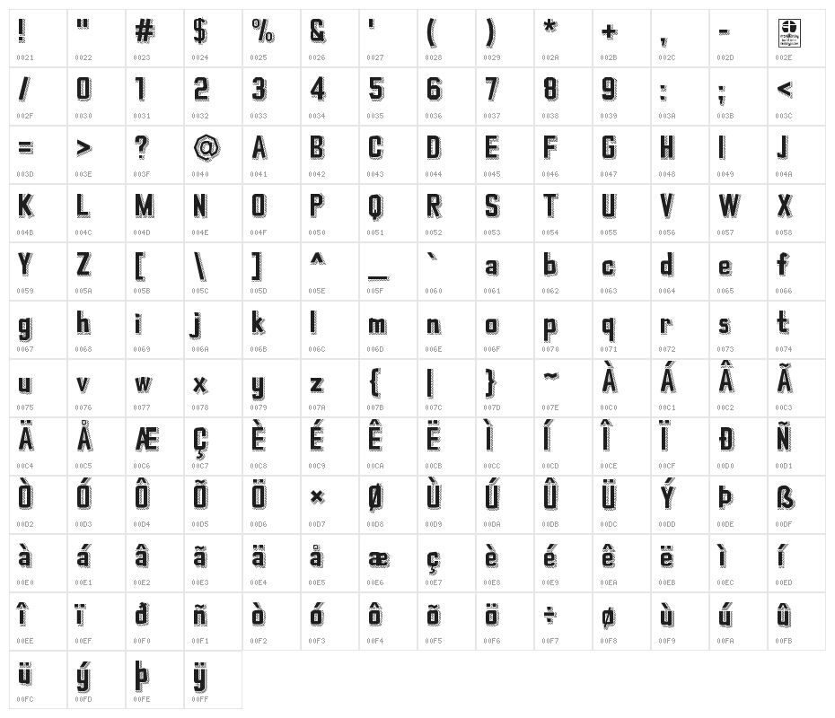 Typo Cut-Out Striped Demo Character Map