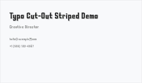 Typo Cut-Out Striped Demo Business Card