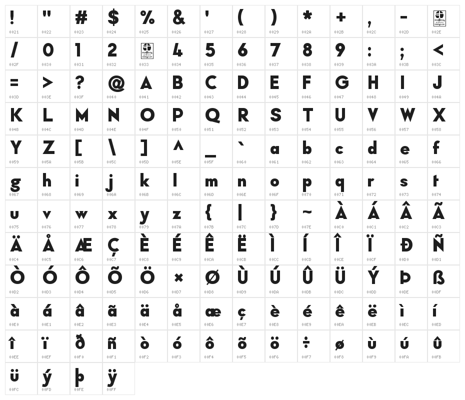 Typo Formal Demo Bold Character Map