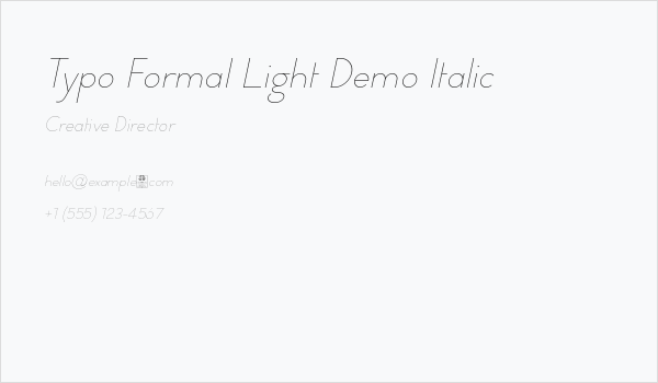 Typo Formal Light Demo Italic Business Card