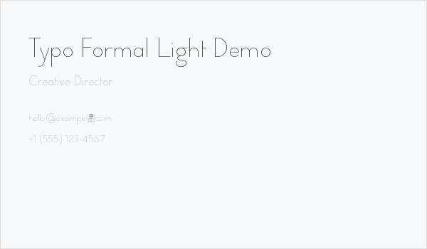 Typo Formal Light Demo Business Card