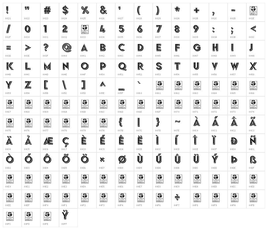 Typo Formal Shadowed Demo Character Map