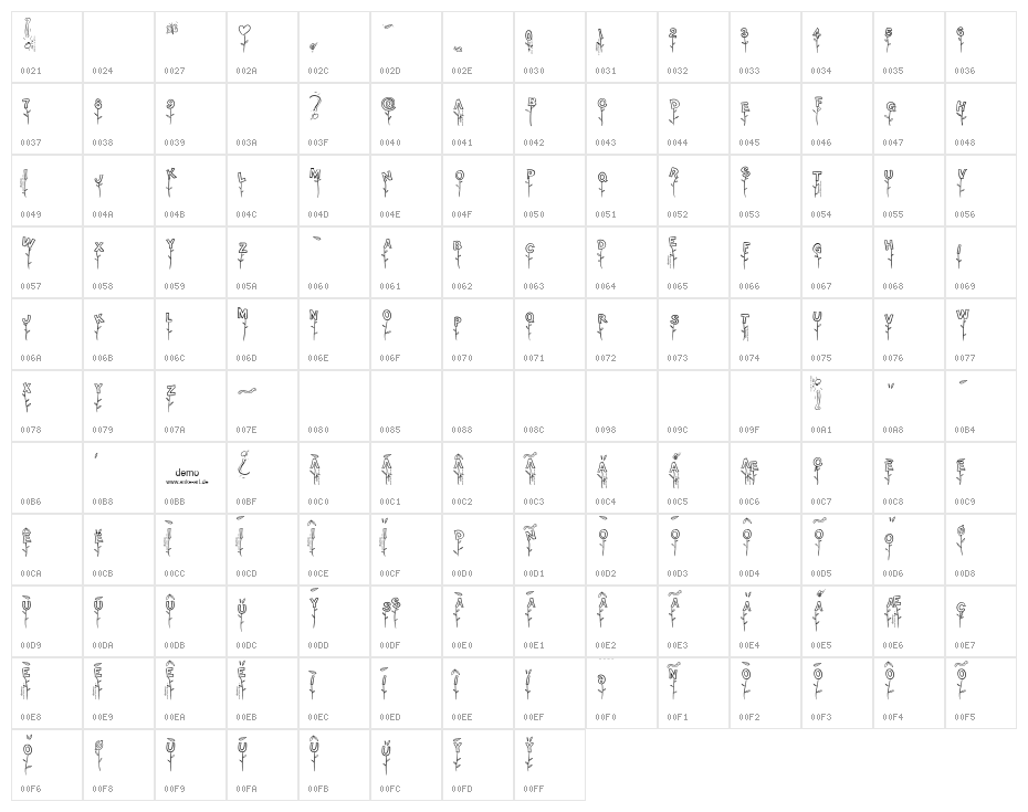 Typo Garden Demo Character Map