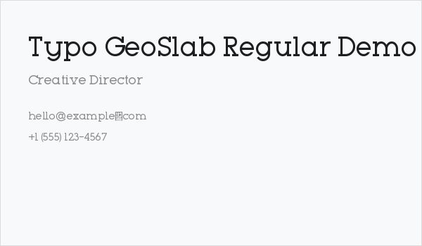 Typo GeoSlab Regular Demo Business Card